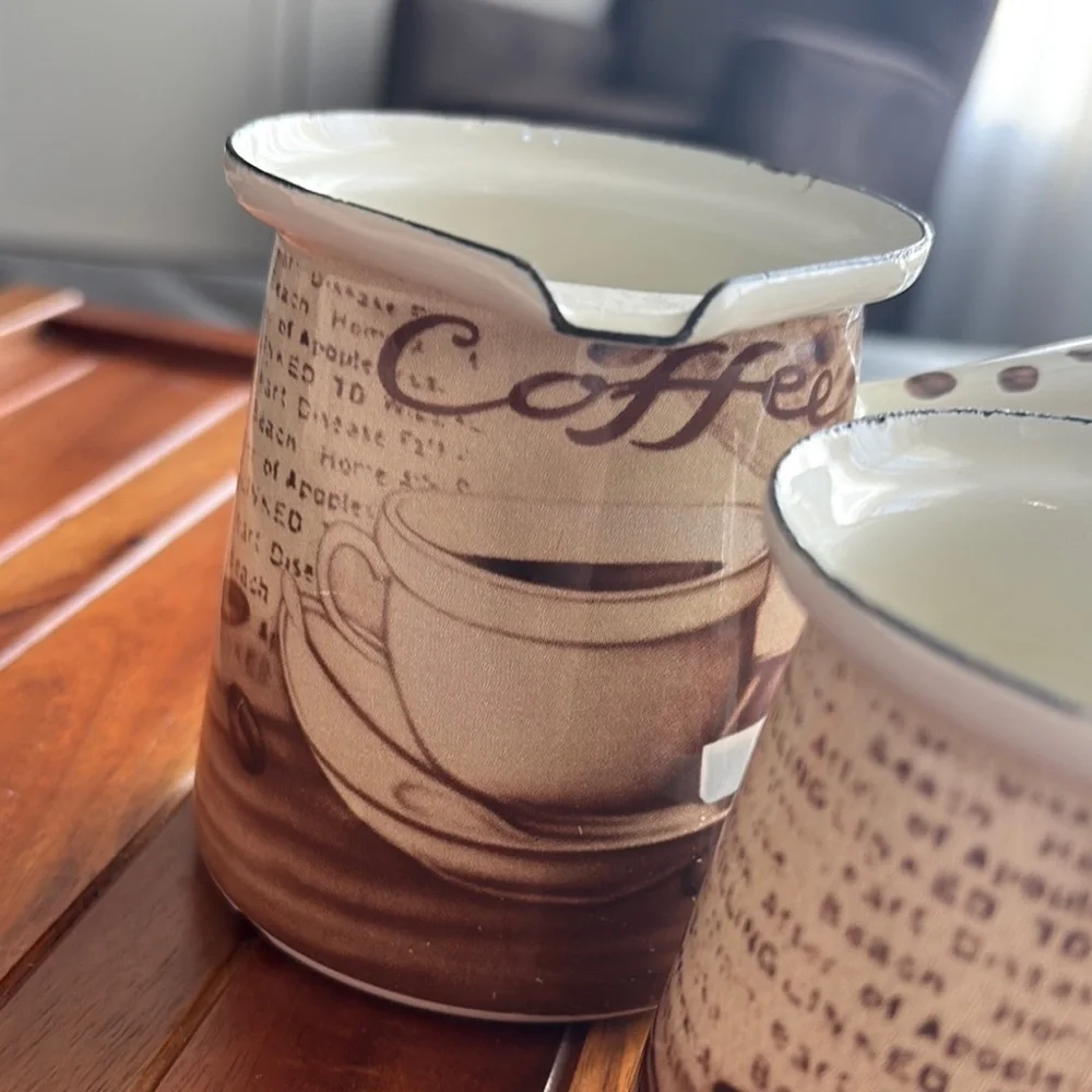 Gemitco Enamel Coffee Milk pot. No.2 and No. 3. Indonesia